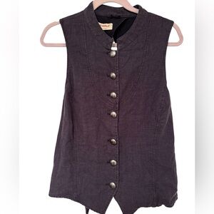 Free People Dark Grey Sleeveless Vest - Ties in Back - Size Small